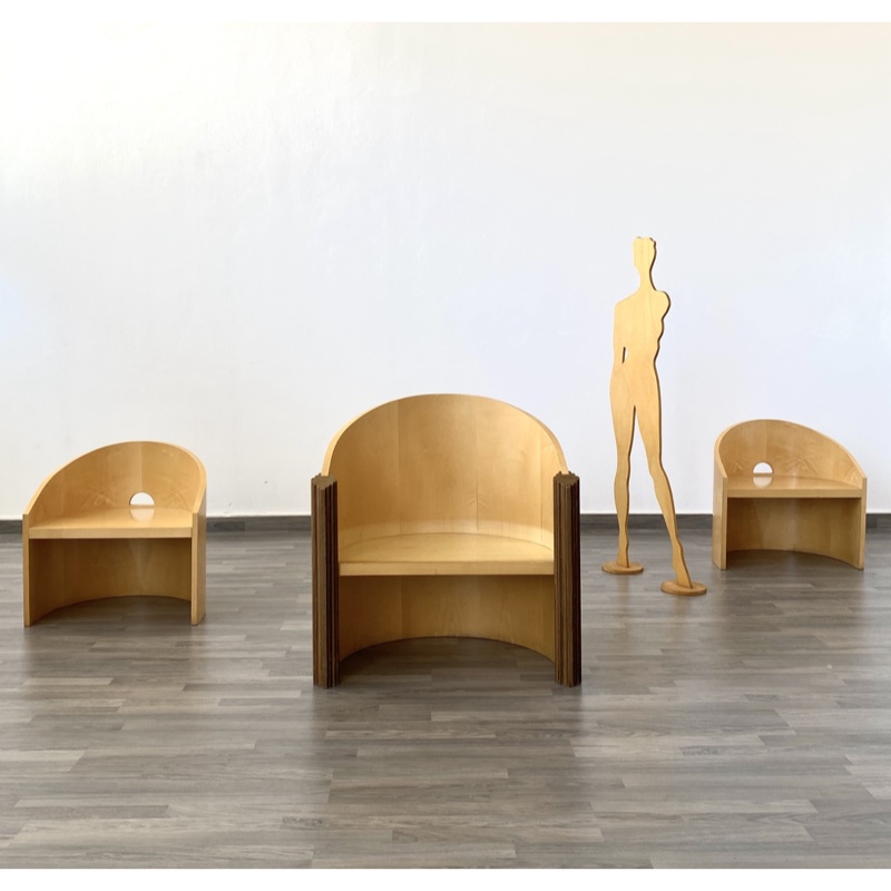 Set di tre poltrone in legno - Armchairs